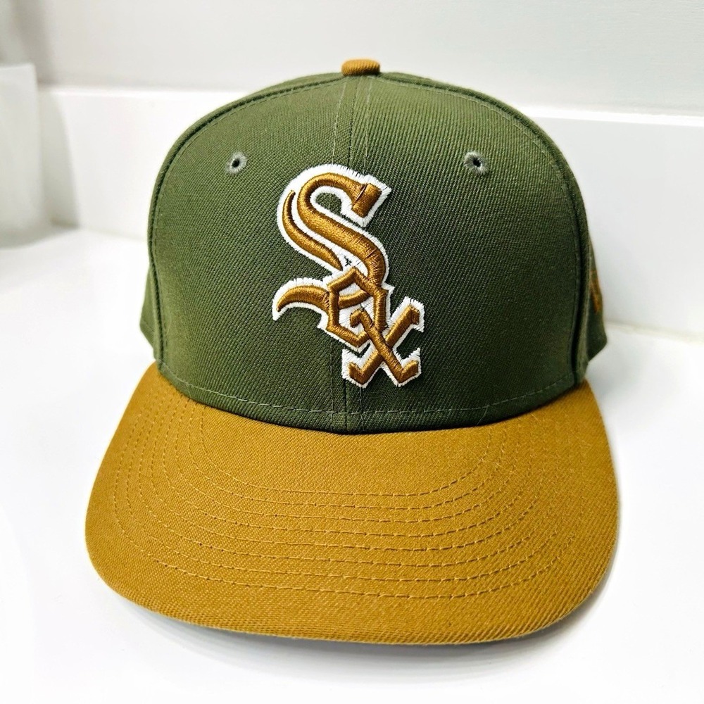 New Era 59FIFTY Chicago White Sox MLB Fitted Cap Hat Green/Tan Size 7 1/8